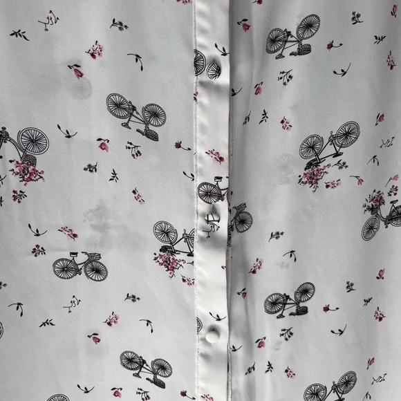 White Bicycle Print Blouse - Picture 4 of 7